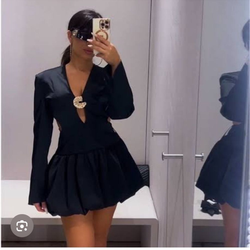 ZARA PUFFBALL MINI DRESS - Picture 5 of 16